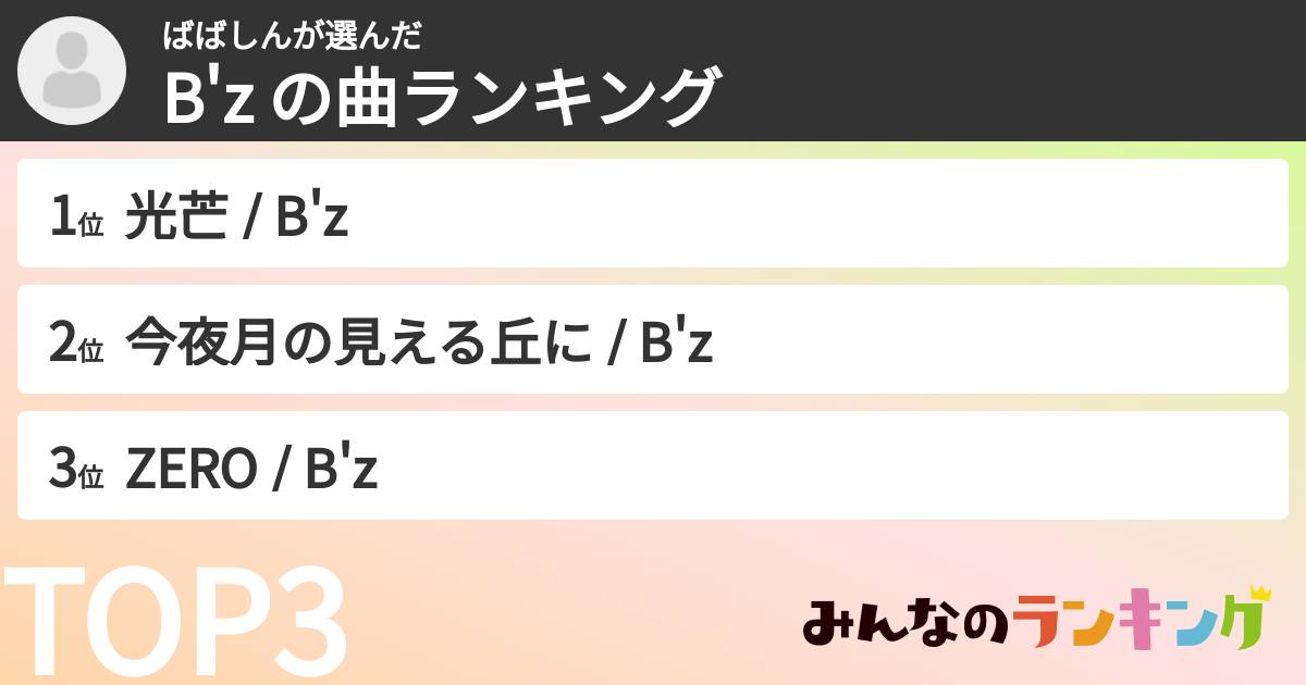 ばばしんさんの「B'z の曲ランキング」