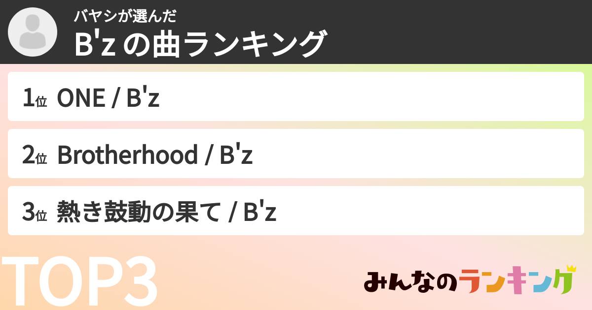 バヤシさんの「B'z の曲ランキング」