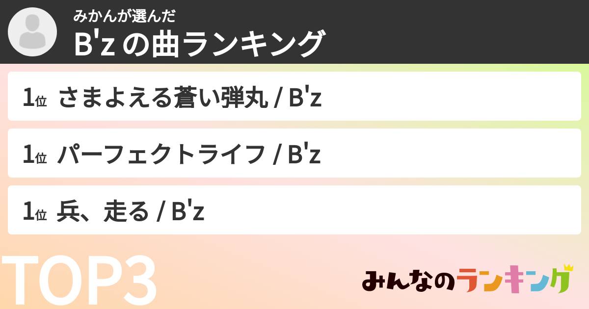 みかんさんの「B'z の曲ランキング」