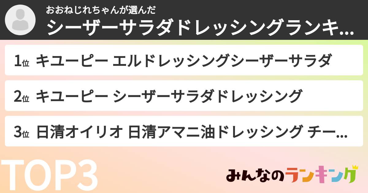 おおねじれちゃんさんの「シーザーサラダドレッシングランキング」