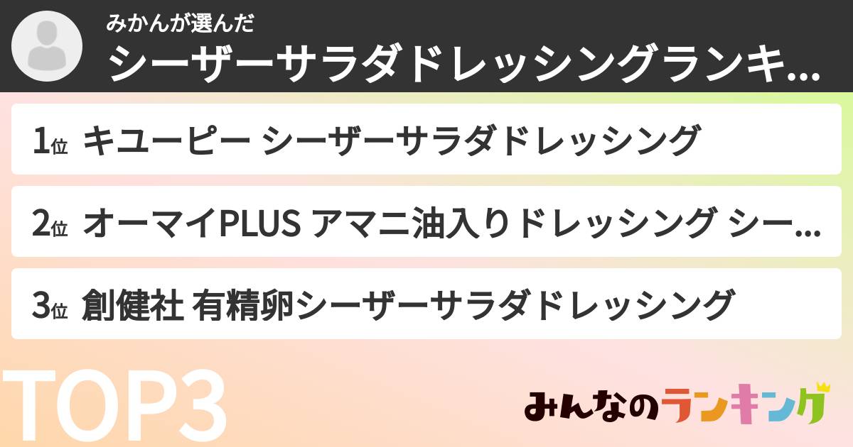 みかんさんの「シーザーサラダドレッシングランキング」