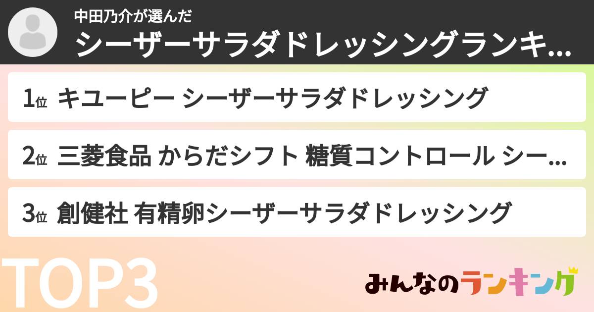 中田乃介さんの「シーザーサラダドレッシングランキング」