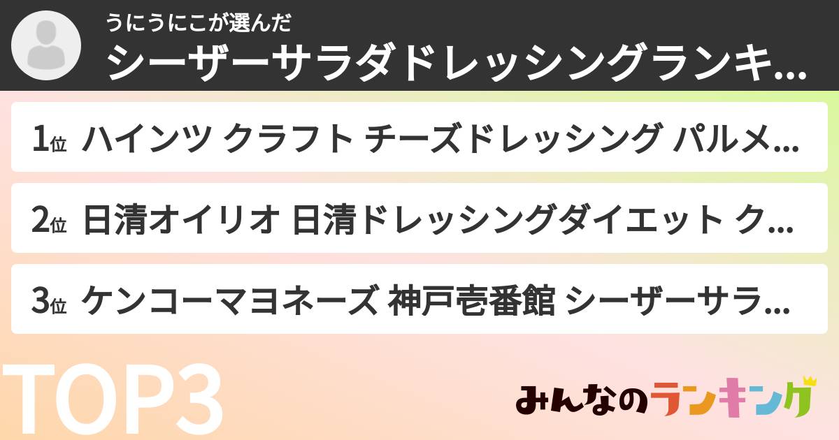 うにうにこさんの「シーザーサラダドレッシングランキング」