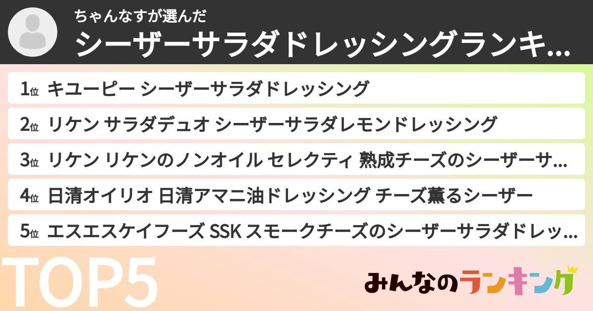 ちゃんなすさんの「シーザーサラダドレッシングランキング」