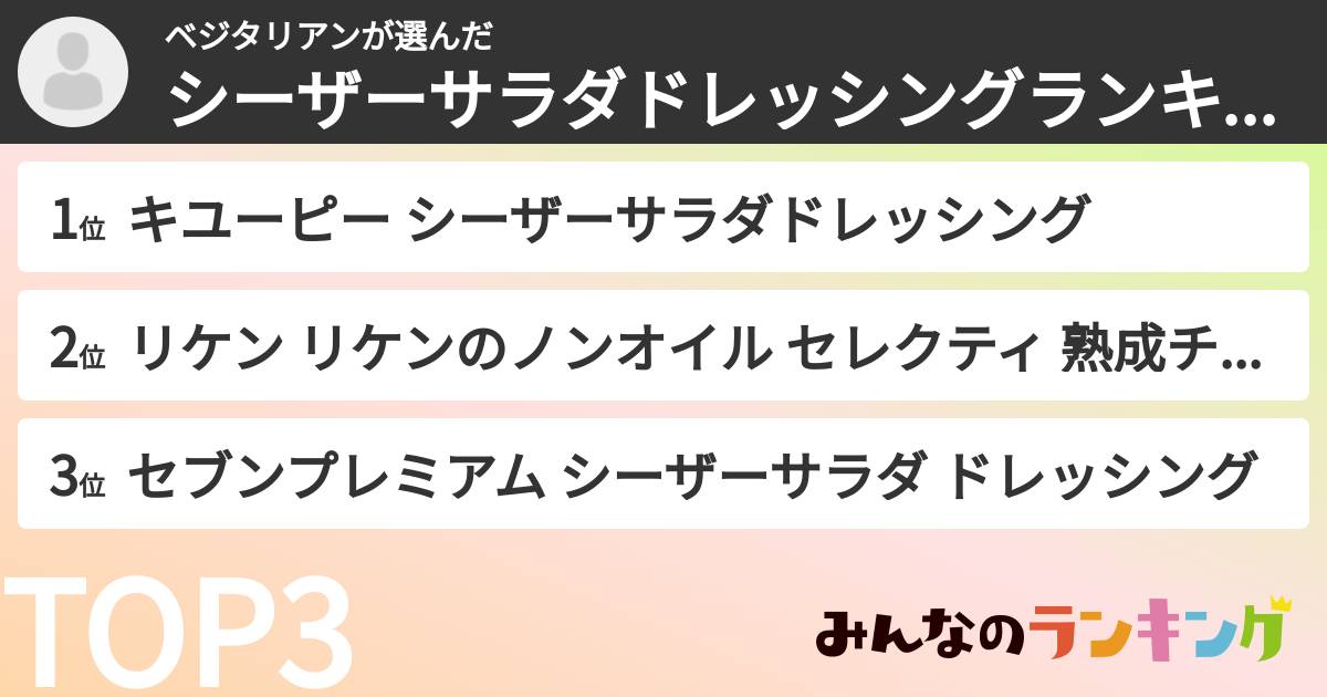 ベジタリアンさんの「シーザーサラダドレッシングランキング」