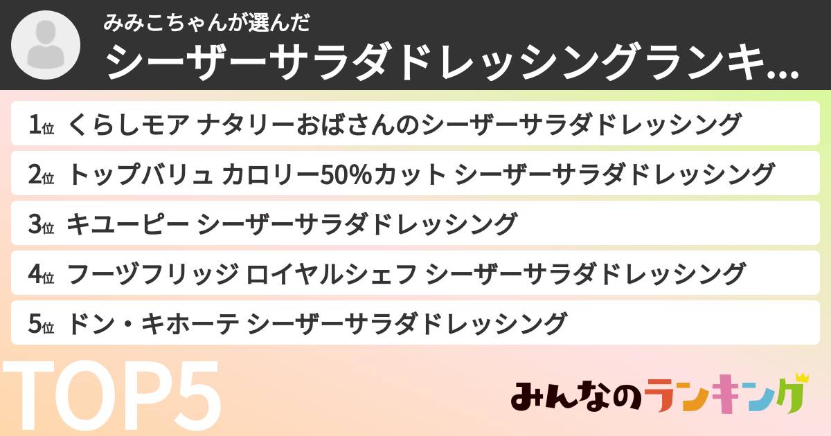 みみこちゃんさんの「シーザーサラダドレッシングランキング」