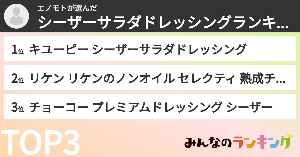 エノモトさんの「シーザーサラダドレッシングランキング」