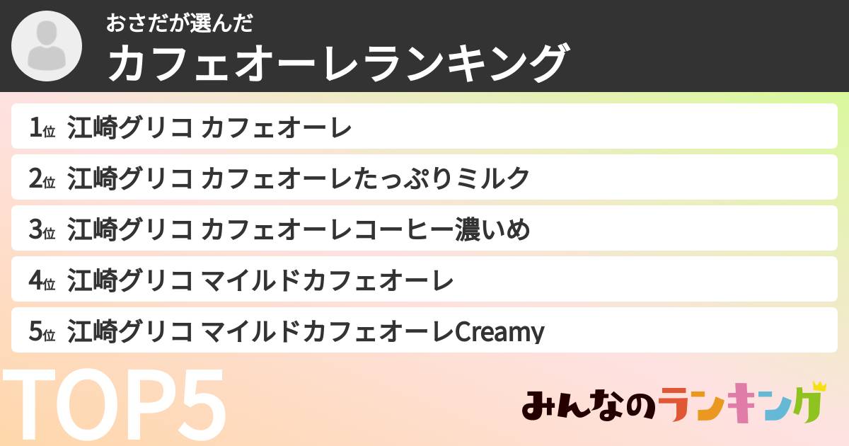 おさださんの「カフェオーレランキング」