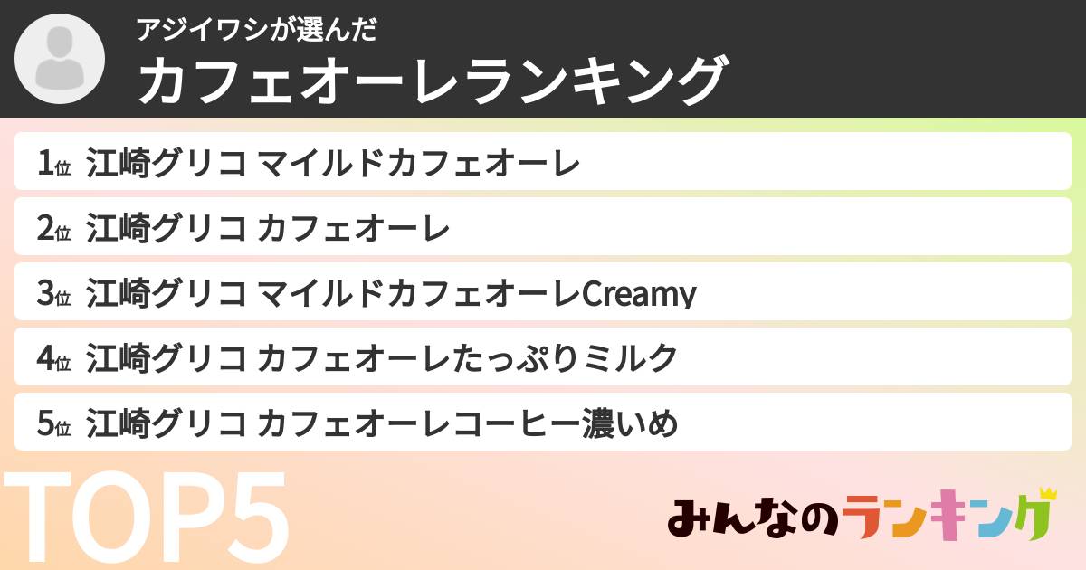 アジイワシさんの「カフェオーレランキング」