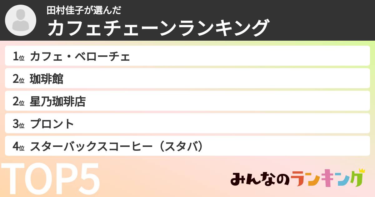 田村佳子さんの「カフェチェーンランキング」