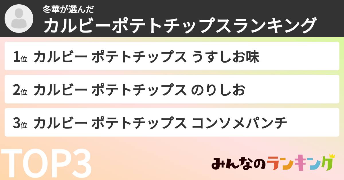 冬華さんの「カルビーポテトチップスランキング」