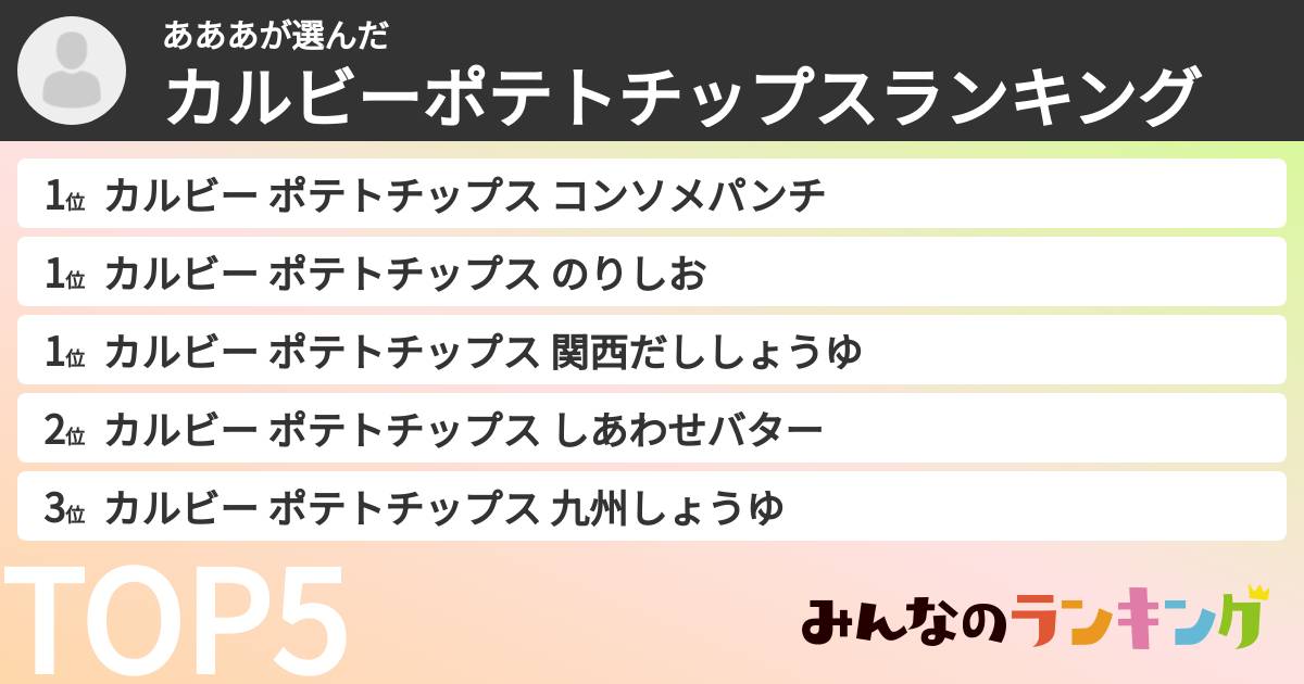 あああさんの「カルビーポテトチップスランキング」
