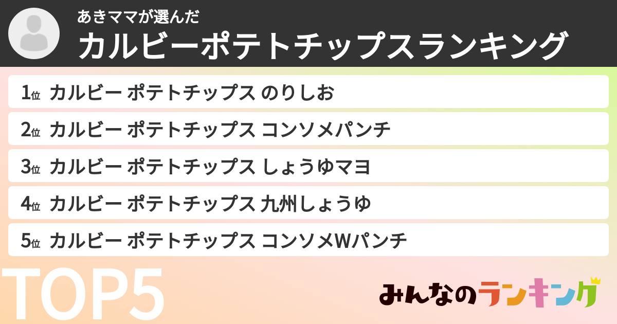 あきママさんの「カルビーポテトチップスランキング」