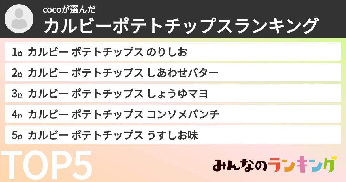 cocoさんの「カルビーポテトチップスランキング」