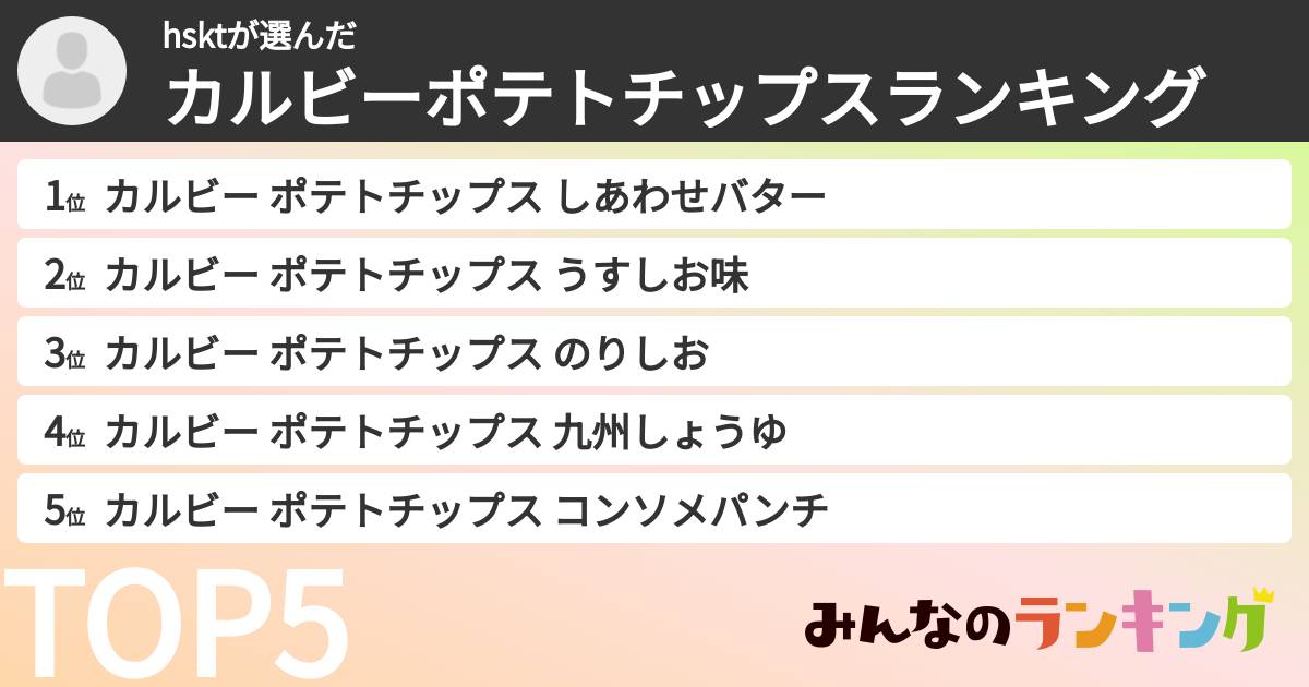 hsktさんの「カルビーポテトチップスランキング」