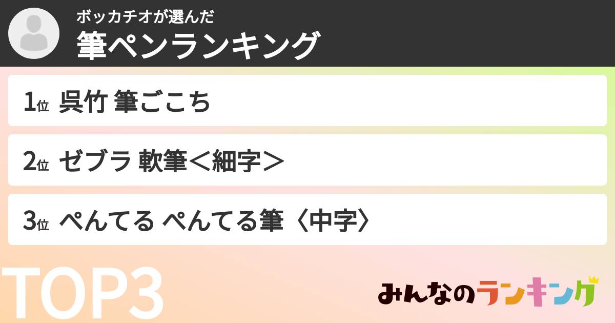 ボッカチオさんの「筆ペンランキング」