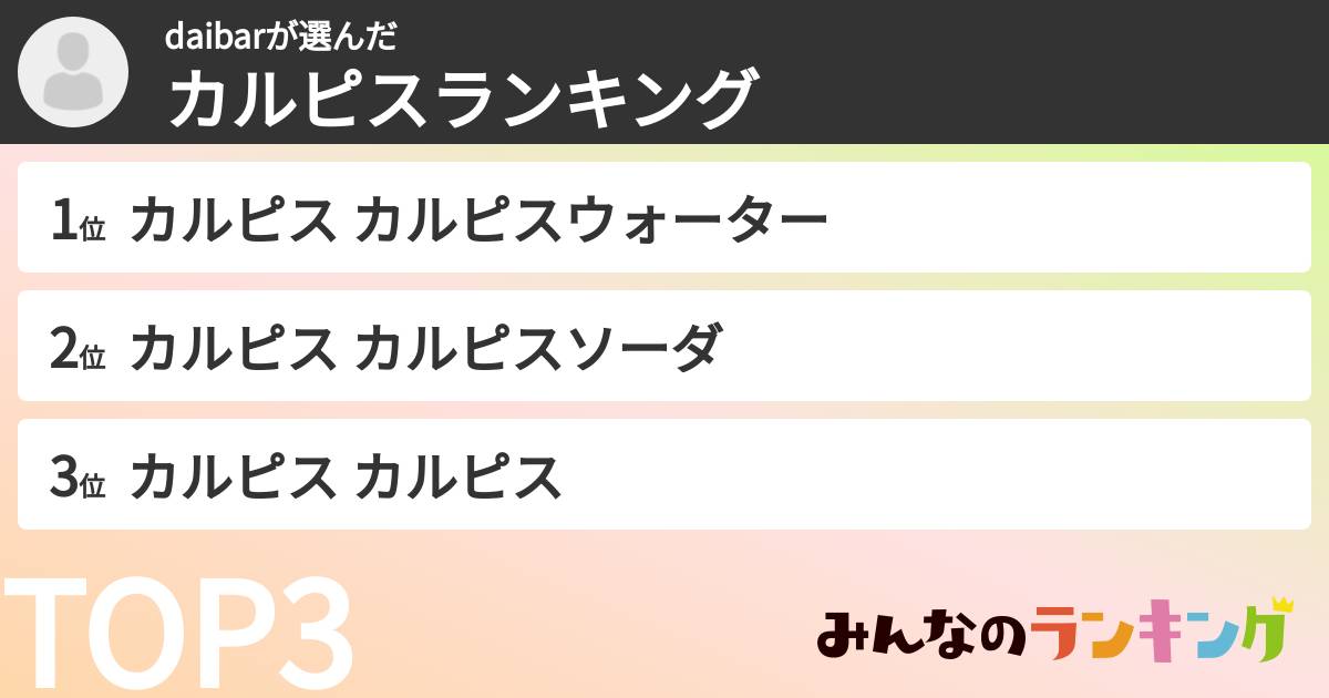 daibarさんの「カルピスランキング」