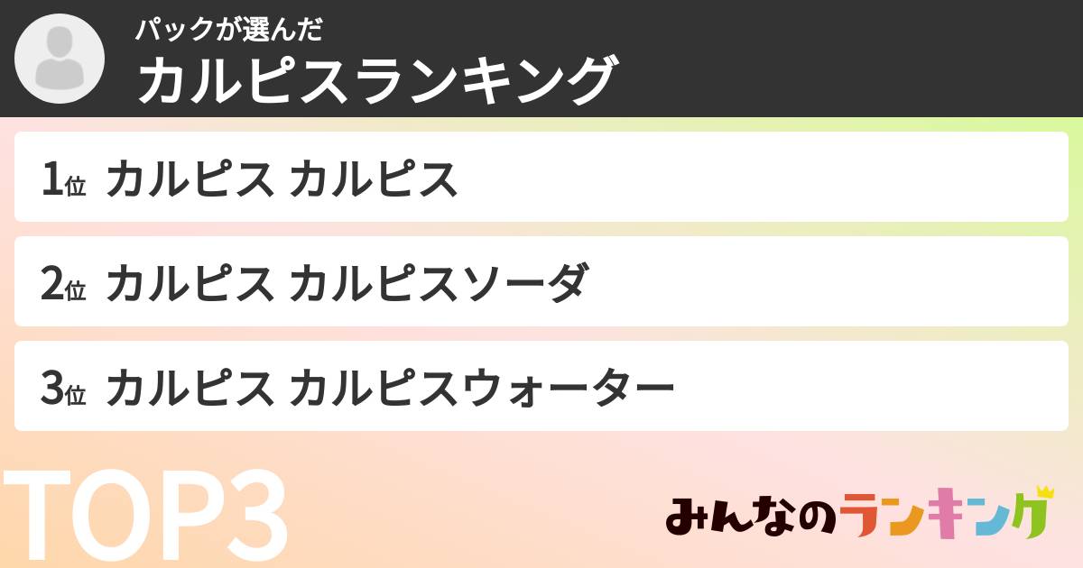 パックさんの「カルピスランキング」
