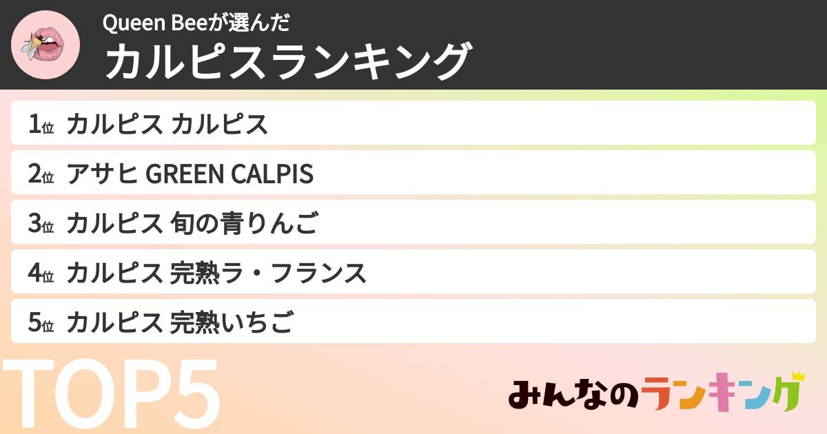 Queen Beeさんの「カルピスランキング」