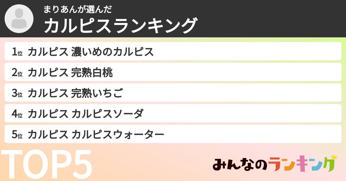 まりあんさんの「カルピスランキング」