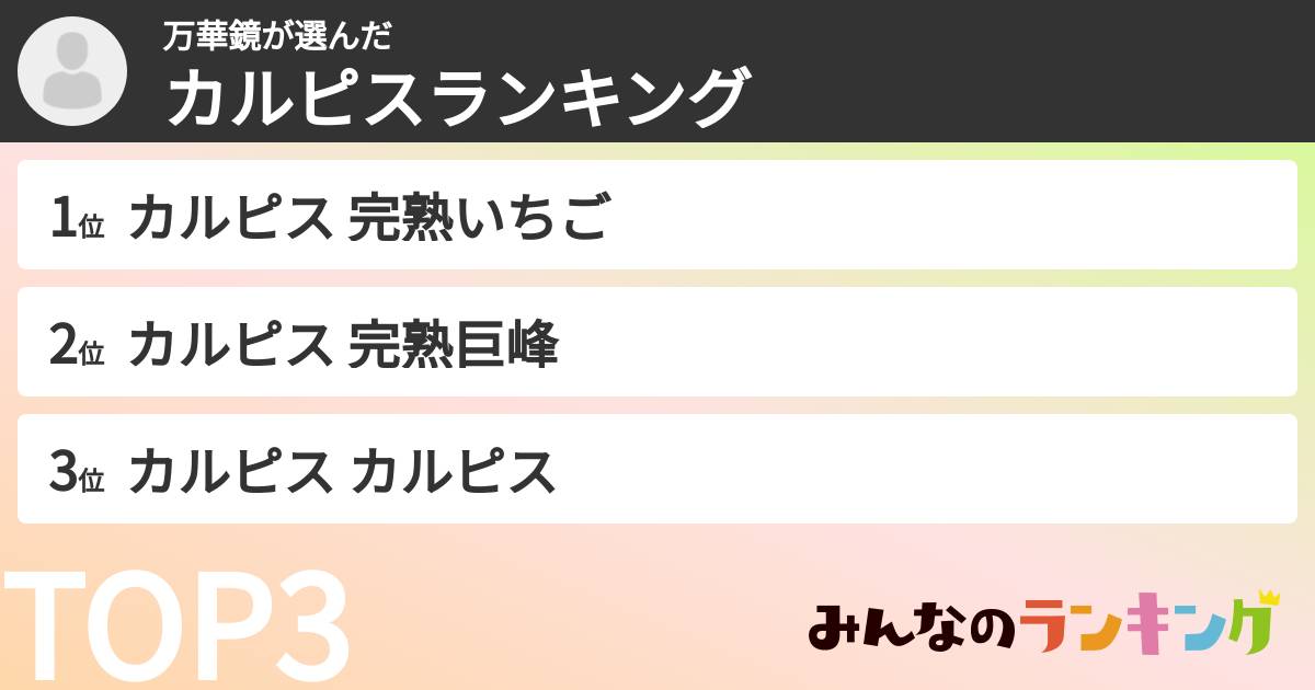 万華鏡さんの「カルピスランキング」