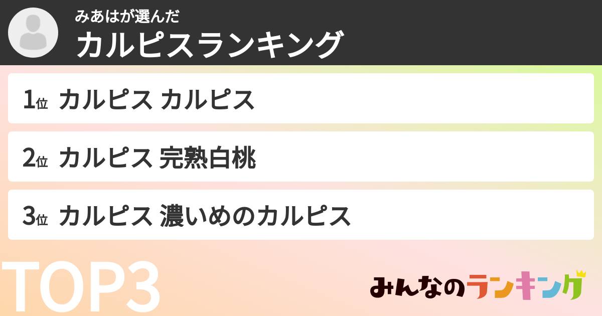 みあはさんの「カルピスランキング」