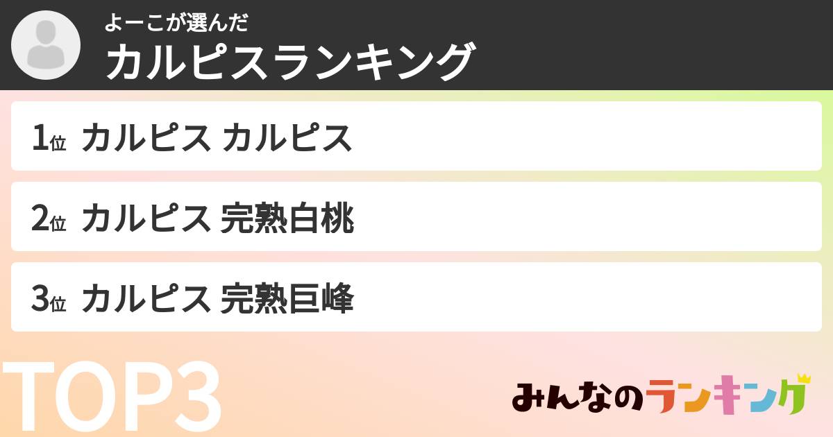 よーこさんの「カルピスランキング」