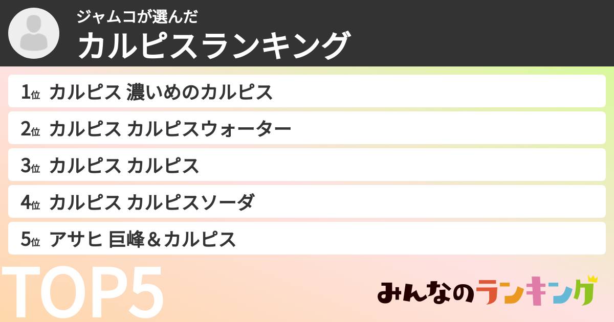 ジャムコさんの「カルピスランキング」