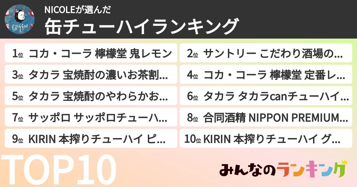 NICOLEさんの「缶チューハイランキング」