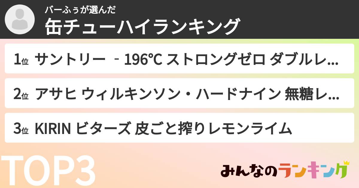 バーふぅさんの「缶チューハイランキング」