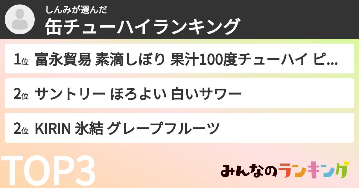 しんみさんの「缶チューハイランキング」