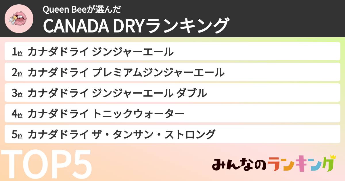 Queen Beeさんの「CANADA DRYランキング」