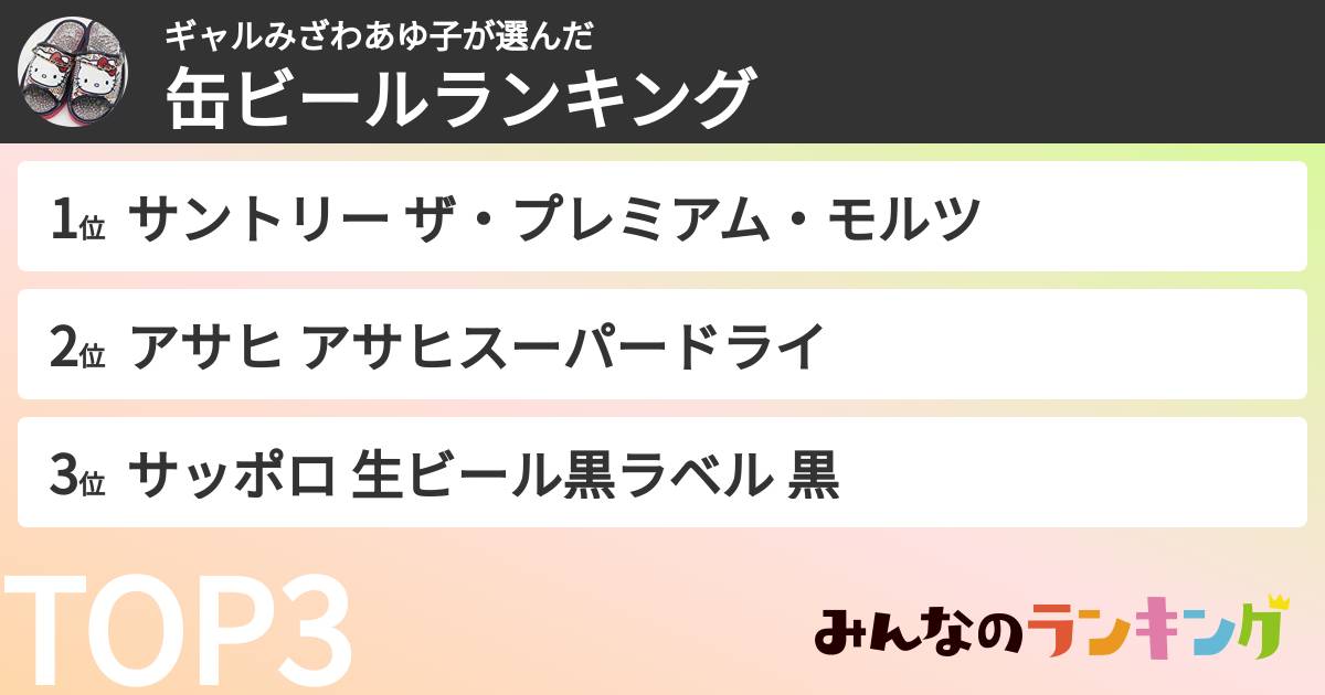 ギャルみざわあゆ子さんの「缶ビールランキング」