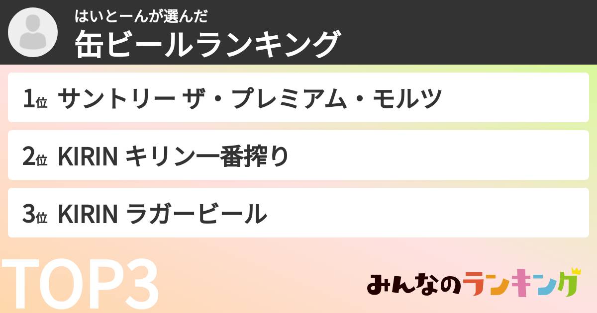 はいとーんさんの「缶ビールランキング」