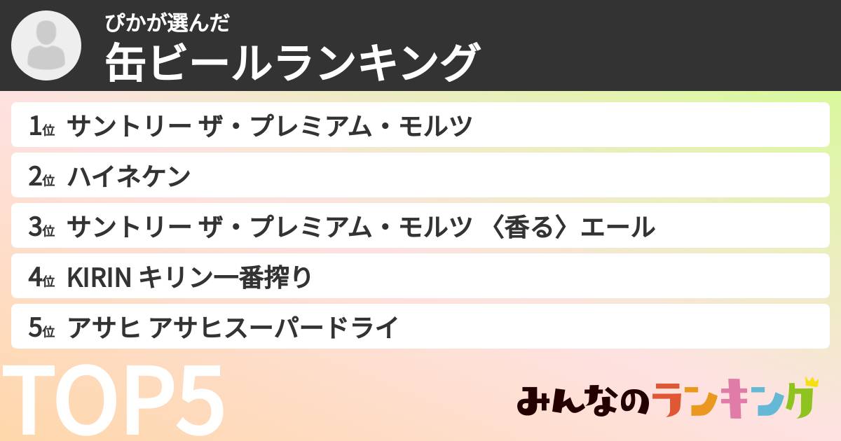 ぴかさんの「缶ビールランキング」