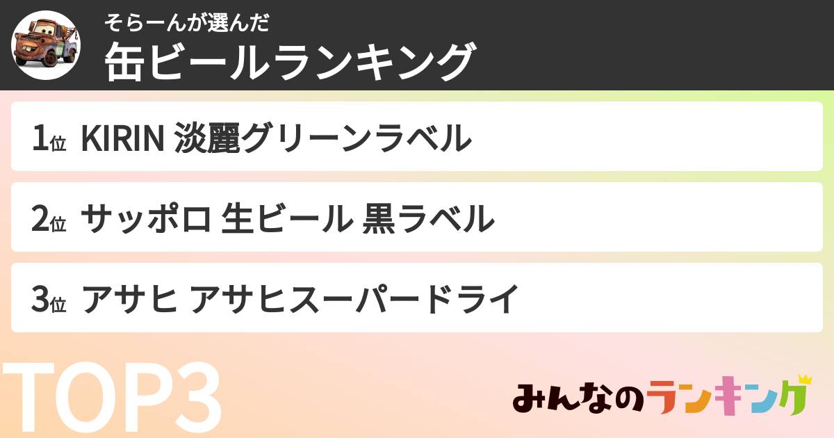 そらーんさんの「缶ビールランキング」