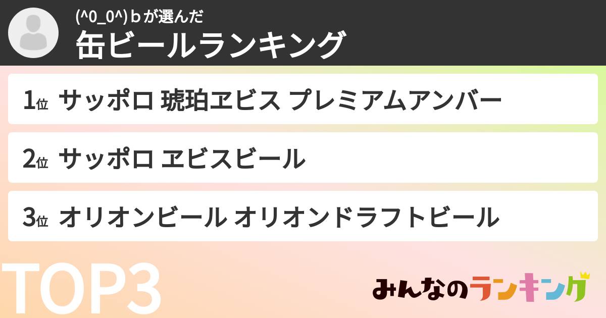(^0_0^)ｂさんの「缶ビールランキング」
