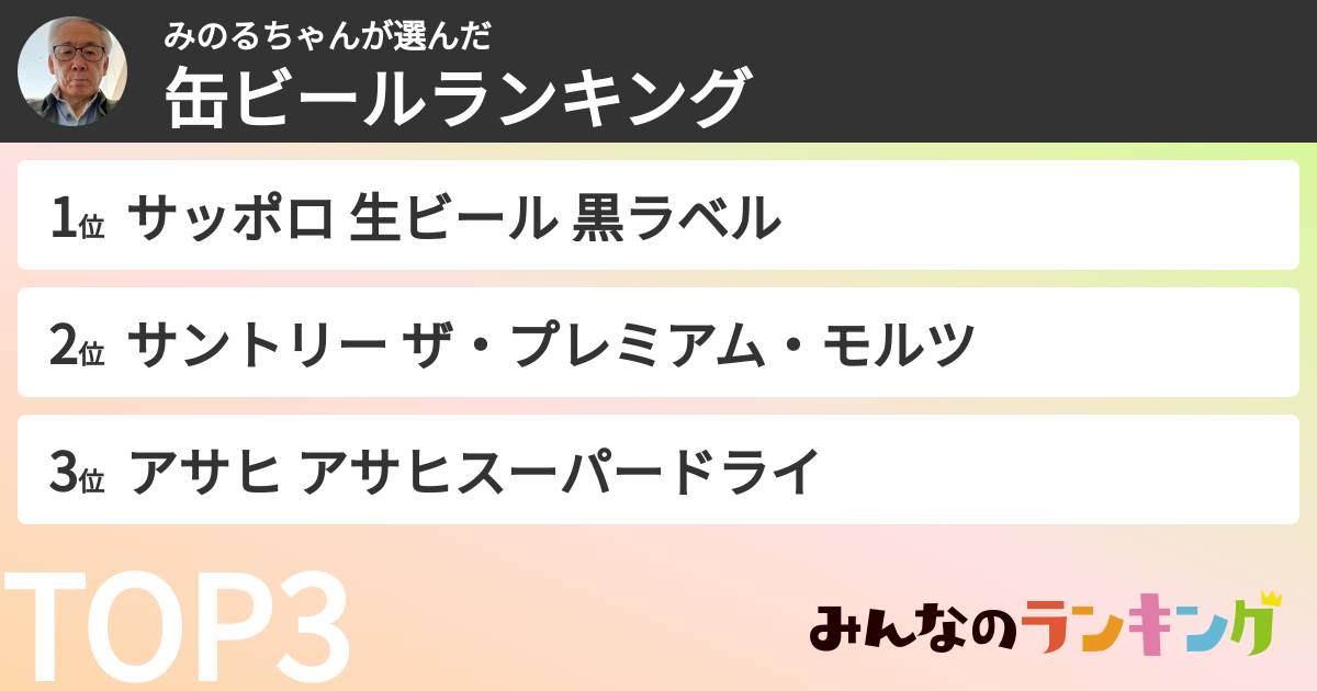 みのるちゃんさんの「缶ビールランキング」