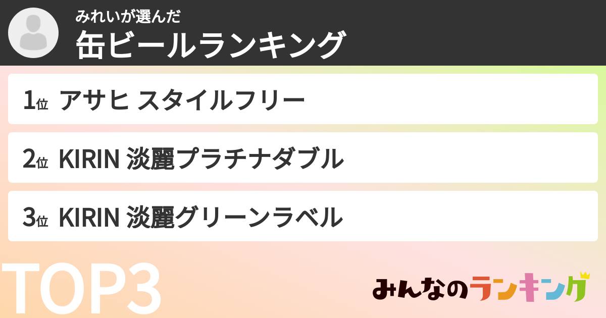 みれいさんの「缶ビールランキング」