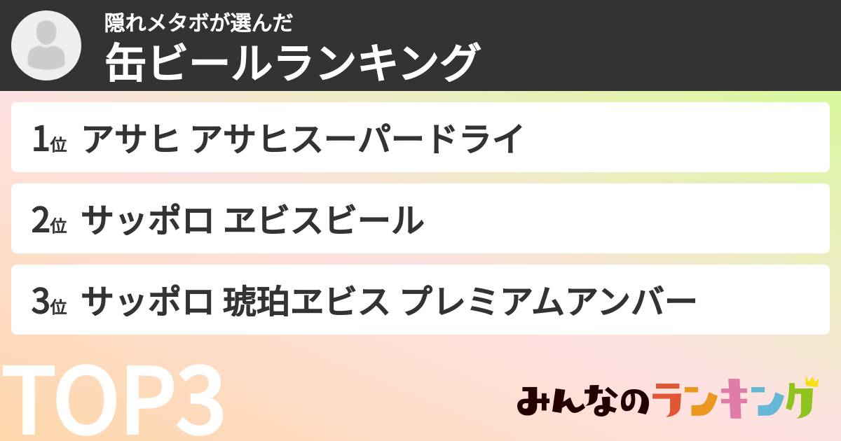 隠れメタボさんの「缶ビールランキング」