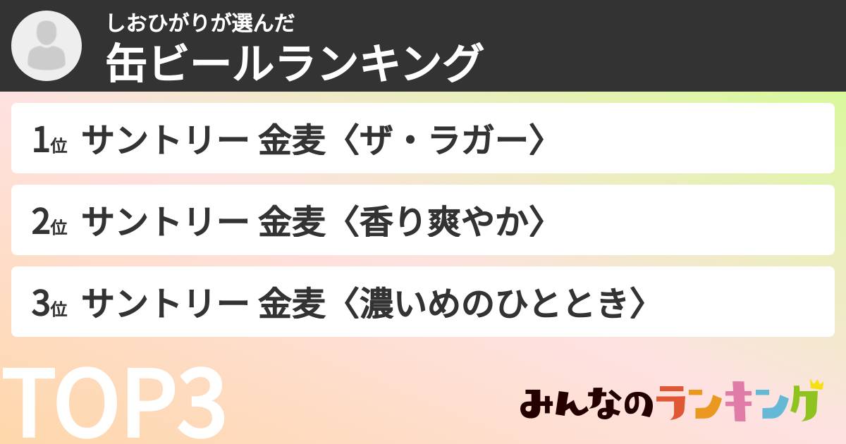 しおひがりさんの「缶ビールランキング」