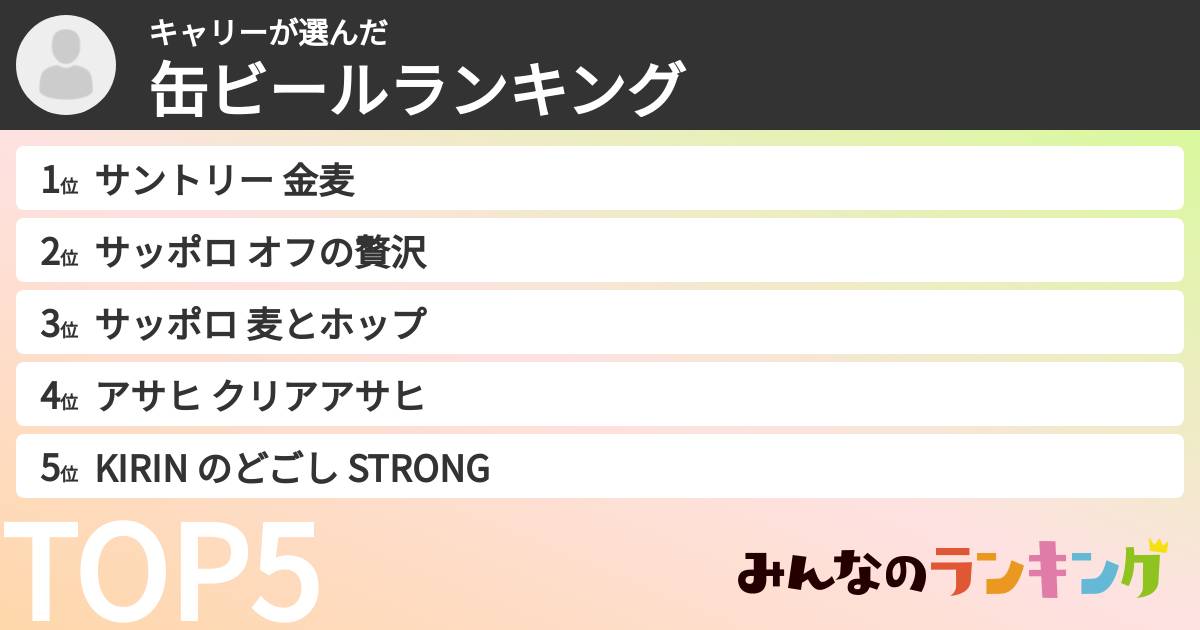 キャリーさんの「缶ビールランキング」