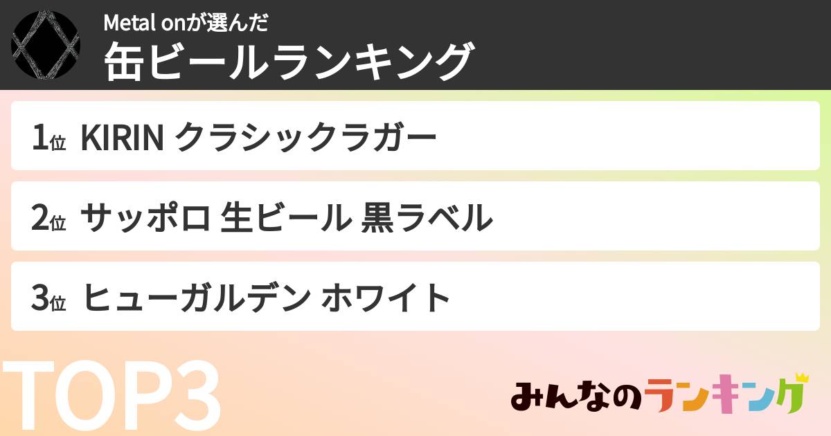 Metal onさんの「缶ビールランキング」