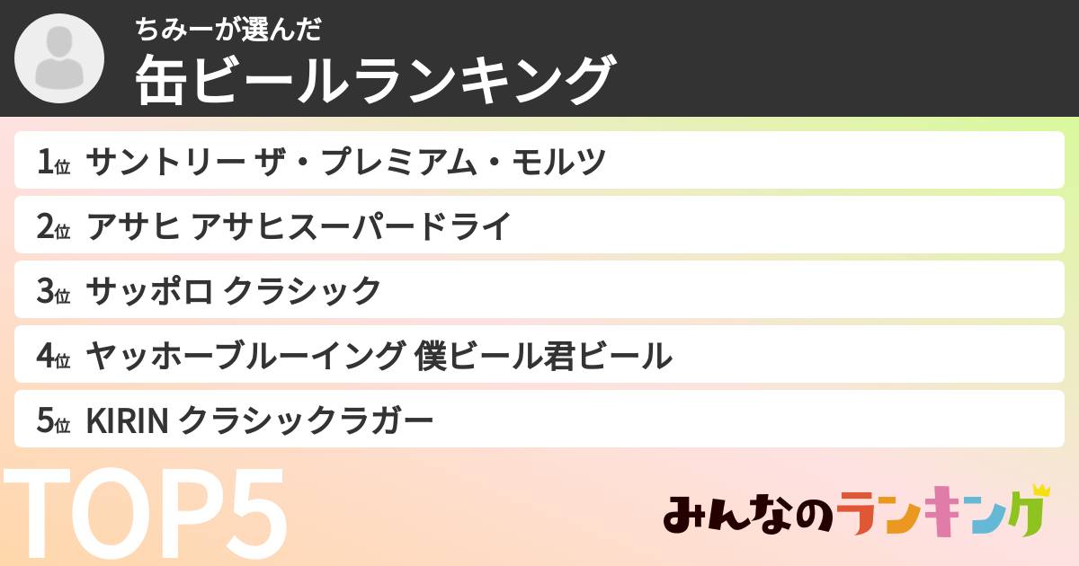 ちみーさんの「缶ビールランキング」