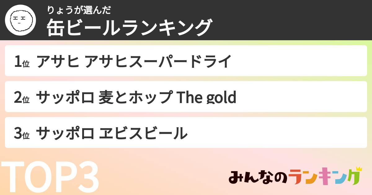 りょうさんの「缶ビールランキング」