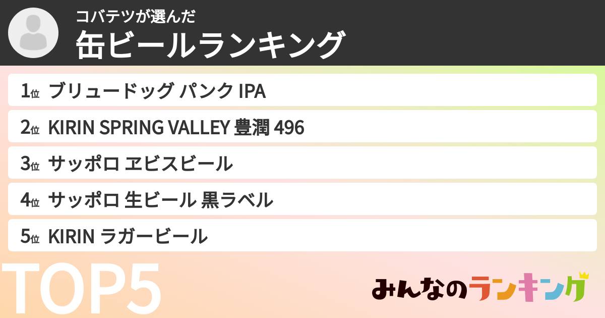 コバテツさんの「缶ビールランキング」