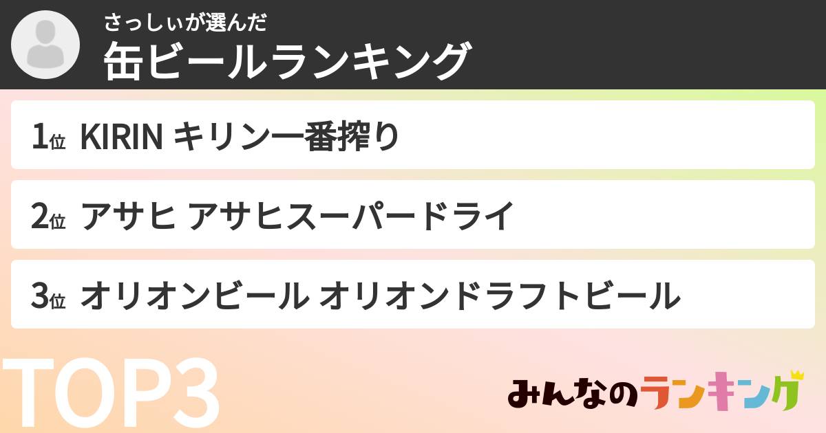 さっしぃさんの「缶ビールランキング」