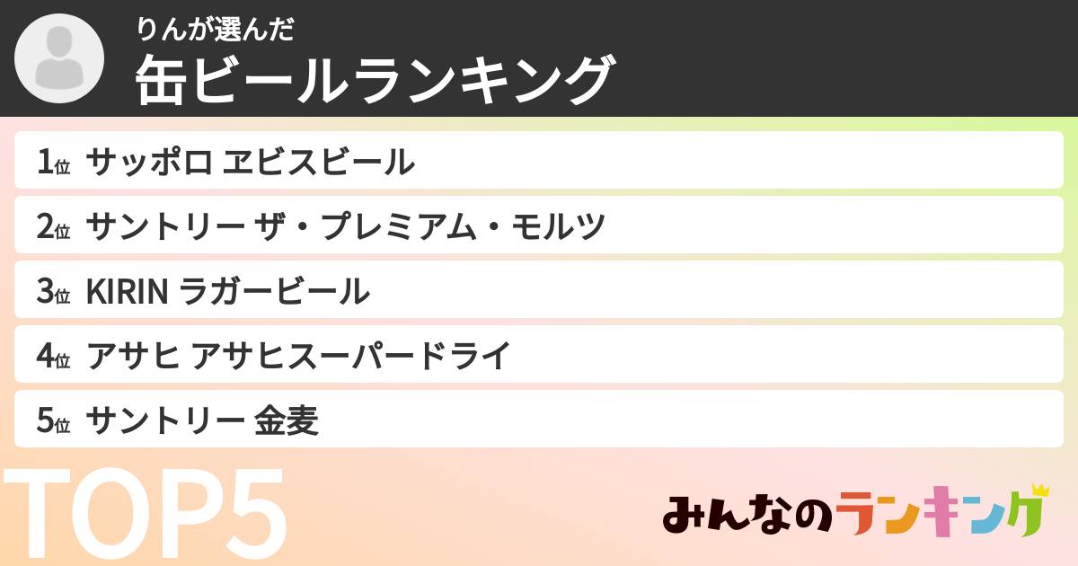 りんさんの「缶ビールランキング」
