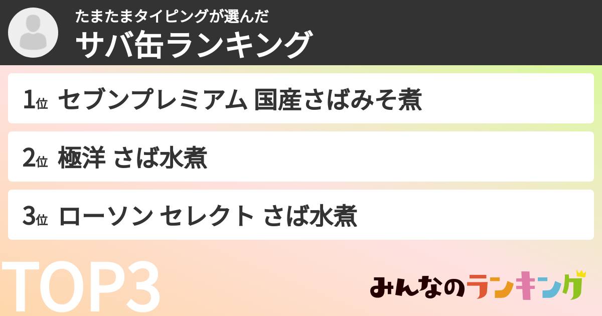 たまたまタイピングさんの「サバ缶ランキング」