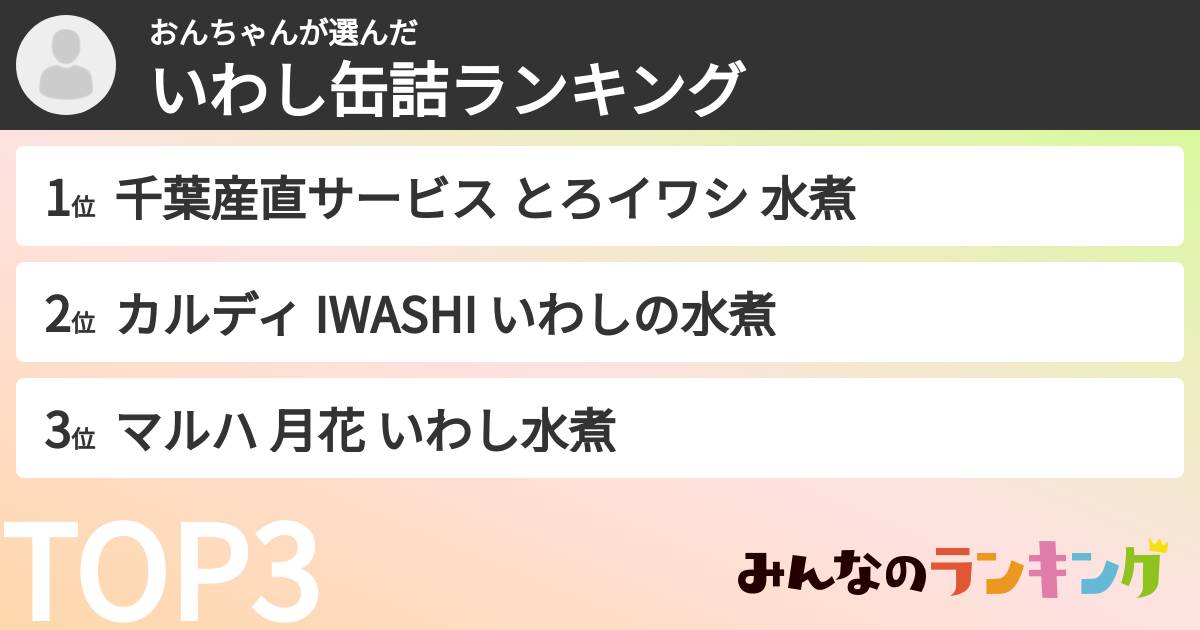おんちゃんさんの「いわし缶詰ランキング」